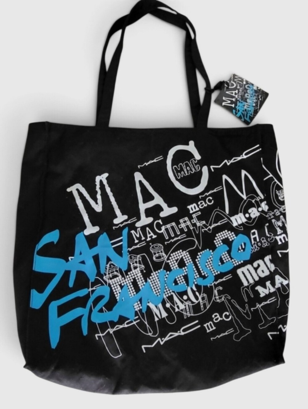 MAC Cosmetics Black Blue Graffiti San Francisco Voyager Tote Bag NWT